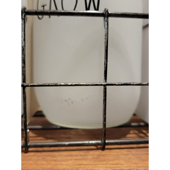 RARE Rae Dunn Plant Grow Bloom Mason Jar Set With Wire Holder 2017 - Picture 7 of 13